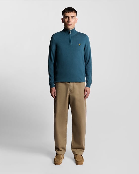 Lyle & Scott Baumwolle Merino 1/4 Zip Pullover - Blau - Image 2