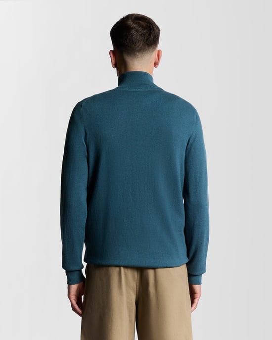 Lyle & Scott Baumwolle Merino 1/4 Zip Pullover - Blau - Image 4