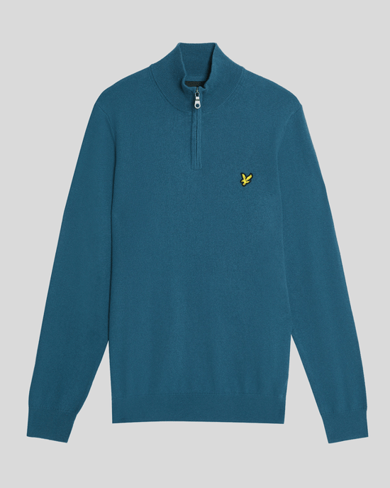 Lyle & Scott Baumwolle Merino 1/4 Zip Pullover - Blau - Image 5