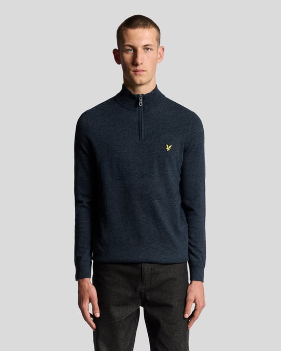 Lyle & Scott Pullover aus Lammwollmischung mit 1/4-Reißverschluss – Marineblau - Image 1