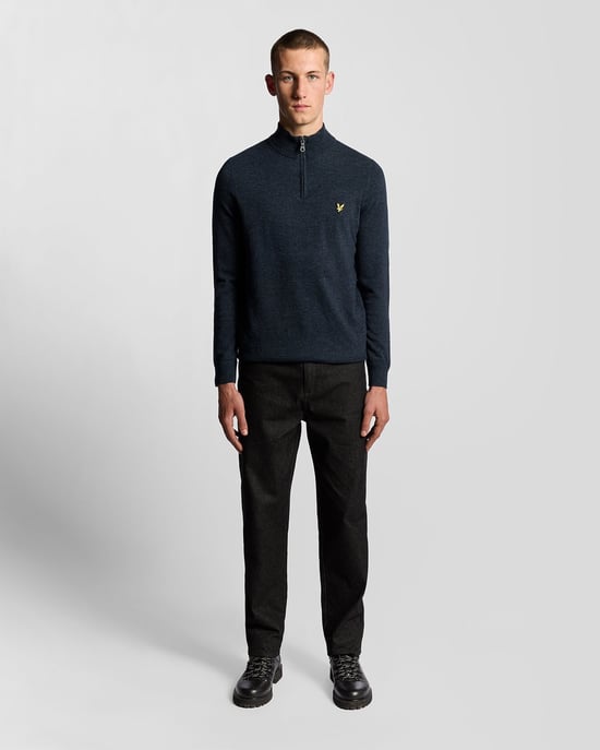 Lyle & Scott Pullover aus Lammwollmischung mit 1/4-Reißverschluss – Marineblau - Image 2