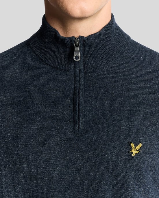 Lyle & Scott Pullover aus Lammwollmischung mit 1/4-Reißverschluss – Marineblau - Image 3