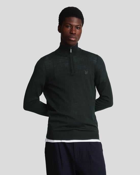Lyle & Scott Pullover aus Merinowolle mit 1/4-Reißverschluss – Schwarz - Image 1