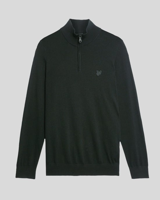Lyle & Scott Pullover aus Merinowolle mit 1/4-Reißverschluss – Schwarz - Image 5