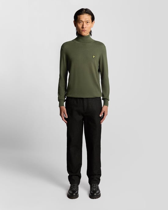 Lyle & Scott Baumwolle Merino Rollkragenpullover - Grün - Image 2