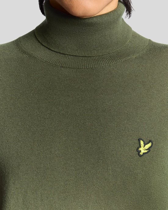 Lyle & Scott Baumwolle Merino Rollkragenpullover - Grün - Image 3