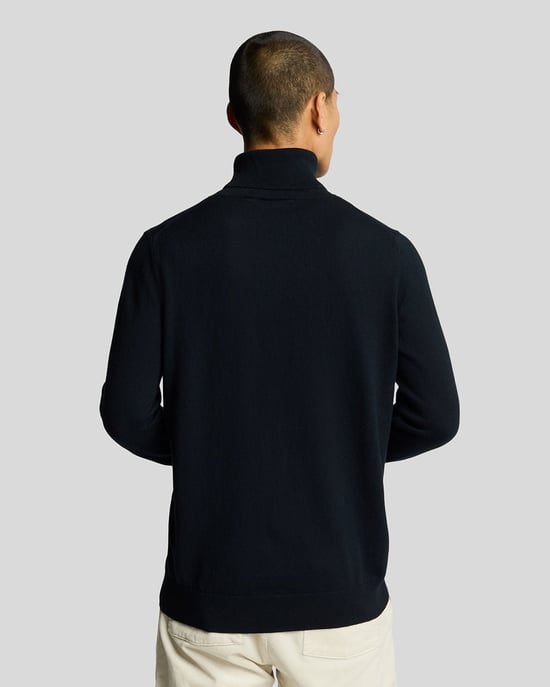 Lyle & Scott Rollkragenpullover aus Baumwoll-Merinowolle – Marineblau - Image 3