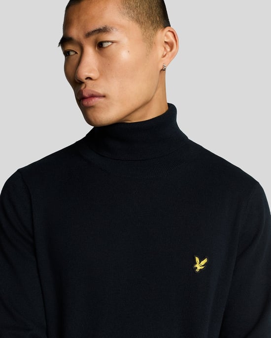 Lyle & Scott Rollkragenpullover aus Baumwoll-Merinowolle – Marineblau - Image 4