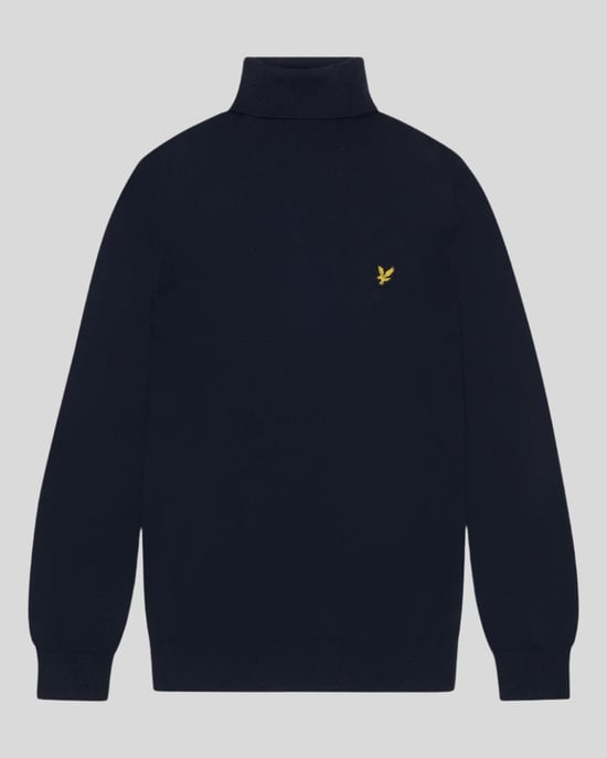 Lyle & Scott Rollkragenpullover aus Baumwoll-Merinowolle – Marineblau - Image 5