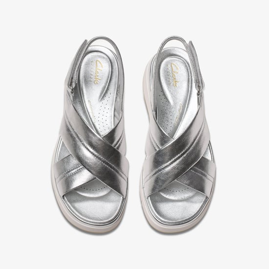Toskanische Kreuz Sandalen aus silbernem Leder - Image 6