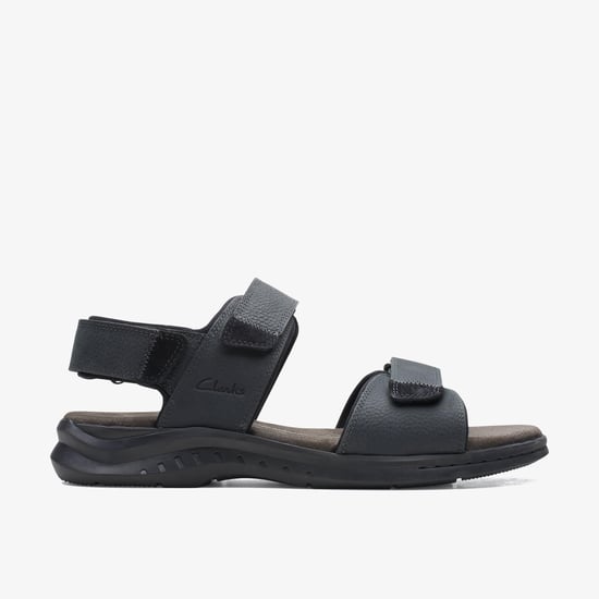 Hapsford Creek Schwarze Geschmeidige Leder-Sandalen - Image 1