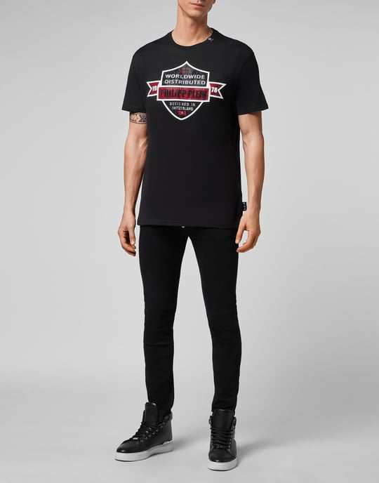 Philipp Plein T‑Shirt mit Rundhalsausschnitt und Wappenprint - Schwarz - Image 3