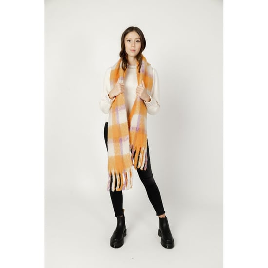 Woven Scarf Gingham Check Orange - Image 3