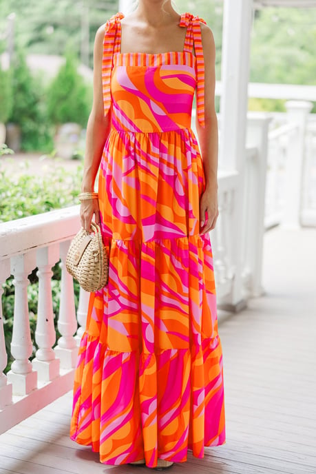 Maxikleid mit Stufendesign und abstraktem Druck - Image 5