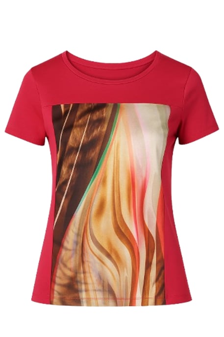 Rotes Jersey-Top mit abstraktem Print aus Viskose-Elastan - Image 1
