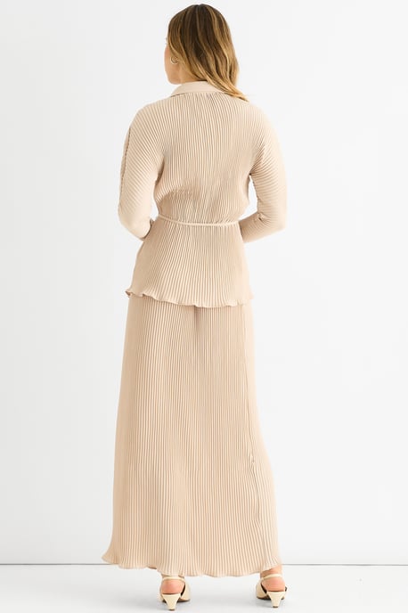 Beige Plissee Hemd mit Knopfleiste - Image 4