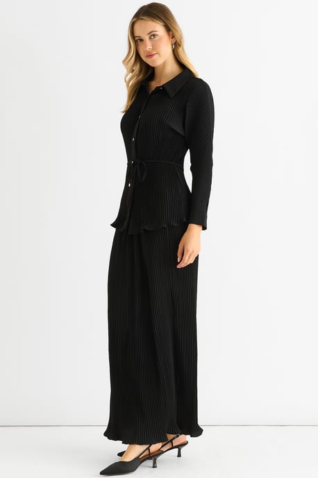 Schwarzer Plissee Maxirock mit elastischer Taille - Image 3
