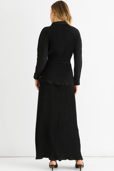 Schwarzer Plissee Maxirock mit elastischer Taille - Image 4