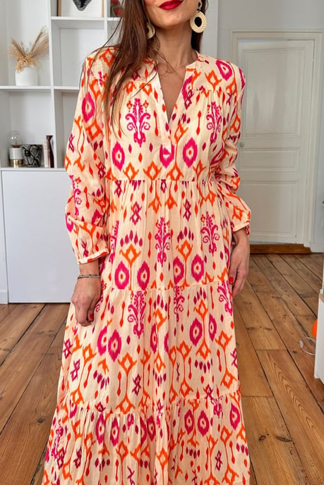 Gestuftes Ikat-Maxikleid - Image 4