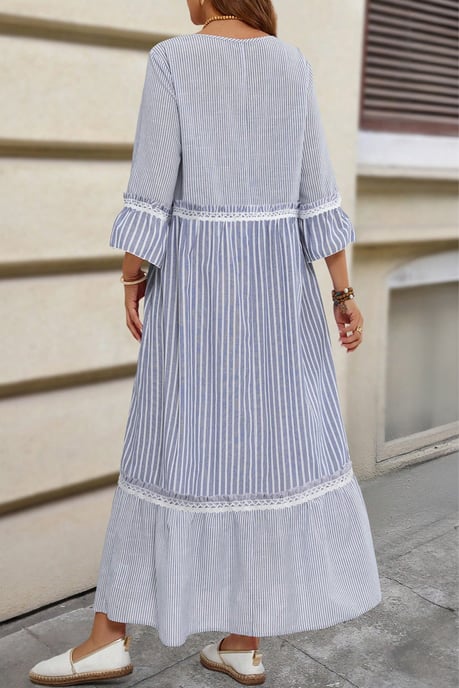 Gestreiftes Midikleid mit Spitzenbesatz - Image 2