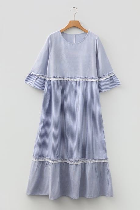 Gestreiftes Midikleid mit Spitzenbesatz - Image 3