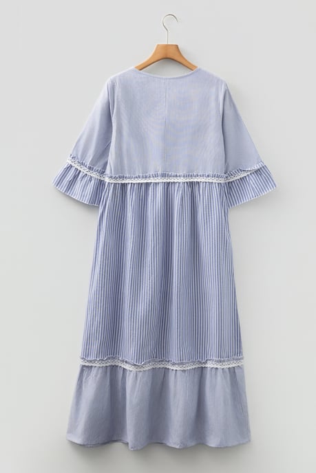 Gestreiftes Midikleid mit Spitzenbesatz - Image 4