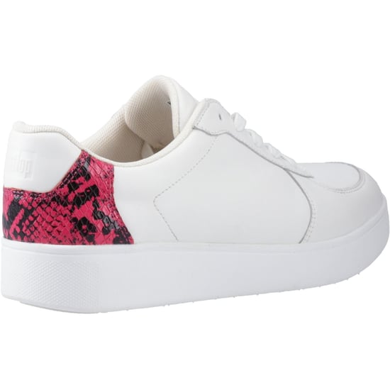 Fitflop Rally Schlangenleder-Backtab Leder Damen Urban Weiß/Wilde Himbeere Trainer - Image 2
