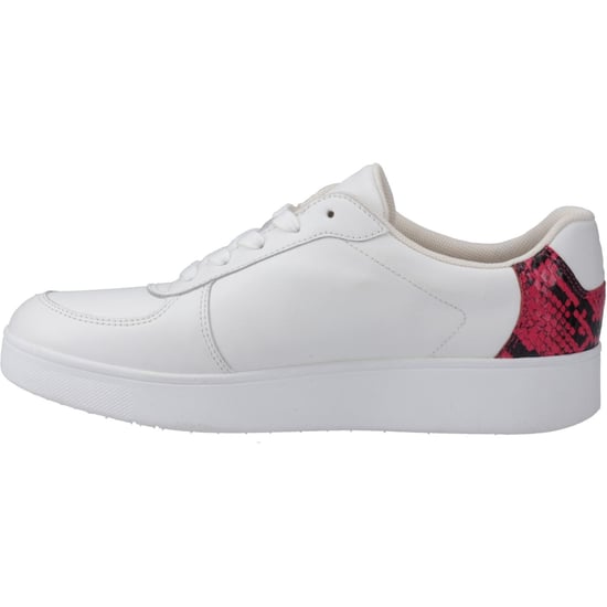 Fitflop Rally Schlangenleder-Backtab Leder Damen Urban Weiß/Wilde Himbeere Trainer - Image 4