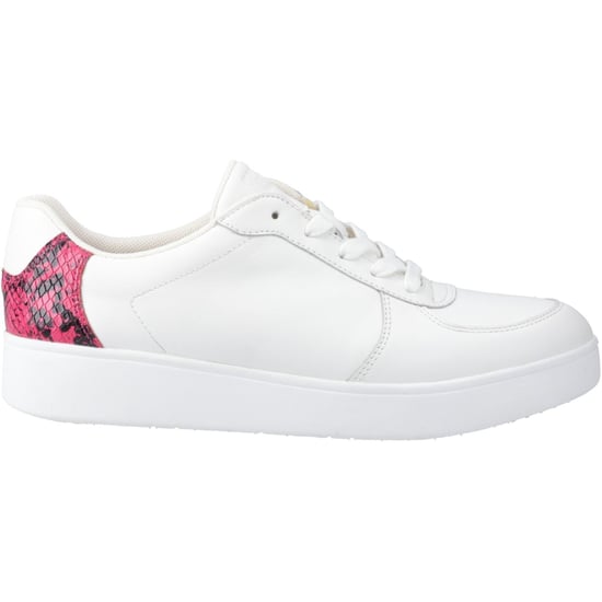 Fitflop Rally Schlangenleder-Backtab Leder Damen Urban Weiß/Wilde Himbeere Trainer - Image 5