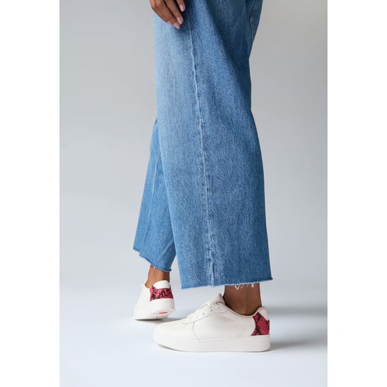 Fitflop Rally Schlangenleder-Backtab Leder Damen Urban Weiß/Wilde Himbeere Trainer - Image 6