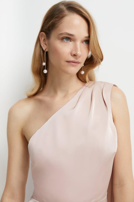 Drape Shoulder Detail Bridesmaids Dress - Image 3