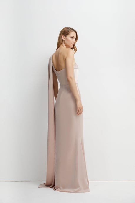 Drape Shoulder Detail Bridesmaids Dress - Image 4