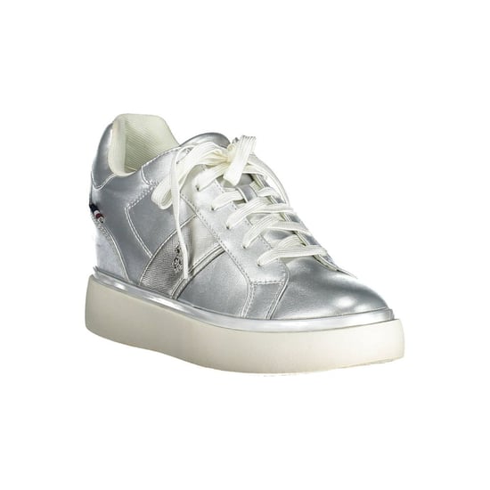 Silberne Leder Lowtop Sneakers - Image 3