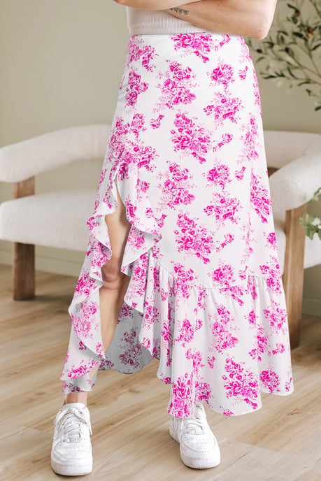 Blumen-Rüschenshirt Midi-Rock - Image 1