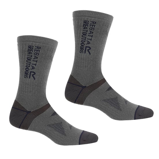 Regatta Unisex Erwachsene Wolle Wandern Boot Socken (Packung mit 2) (Briar Grey/Navy) - Image 1