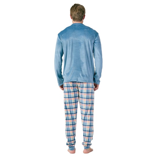 Langärmeliger Herren-Pyjama mit Rundhalsausschnitt aus Samt MU3 - Image 3