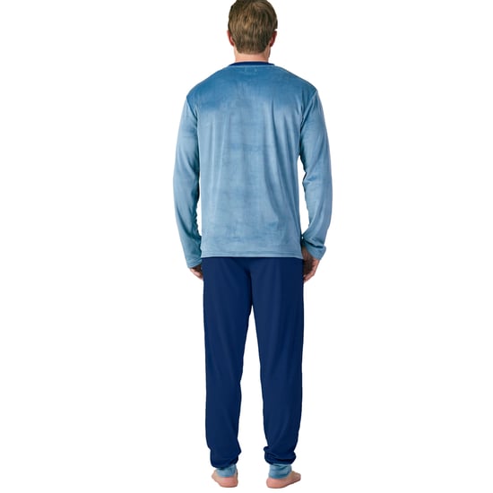 Langärmeliger Herren-Pyjama mit Rundhalsausschnitt aus Samt MU3 - Image 3