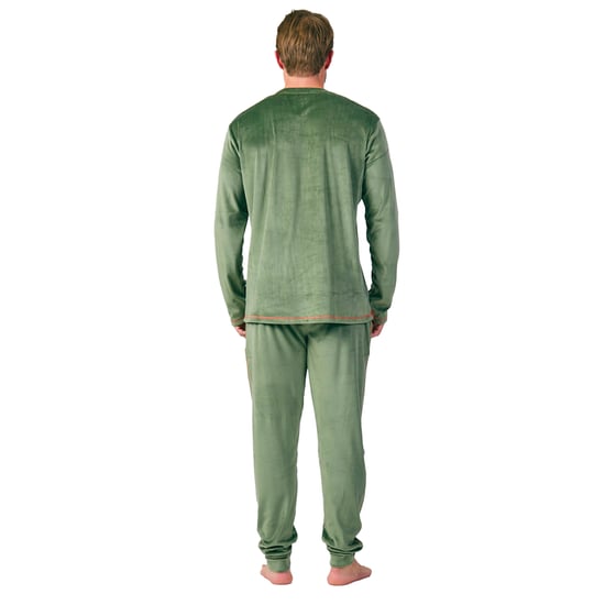 Langärmeliger Herren-Pyjama mit Rundhalsausschnitt aus Samt MU3 - Image 3