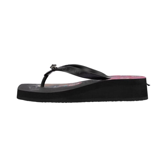Schwarze Flip-Flops mit Strandprint Claudia, mittelhoher Absatz, schwarz - Image 2