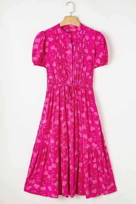 Blumendruck Midi-Kleid mit gestuftem Rock - Image 3