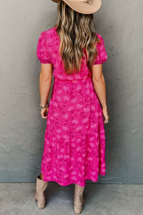 Blumendruck Midi-Kleid mit gestuftem Rock - Image 6
