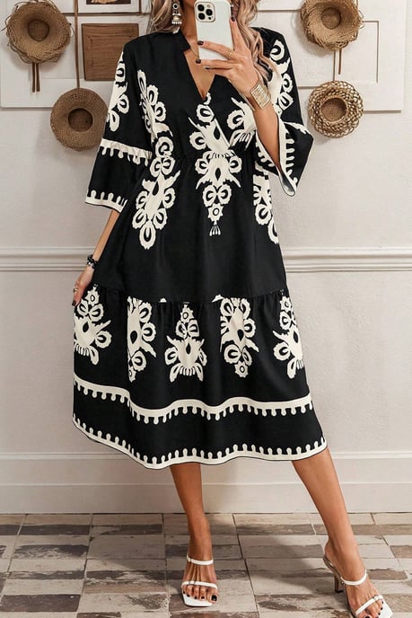Blumendruck Stufen-Midi-Kleid - Image 3
