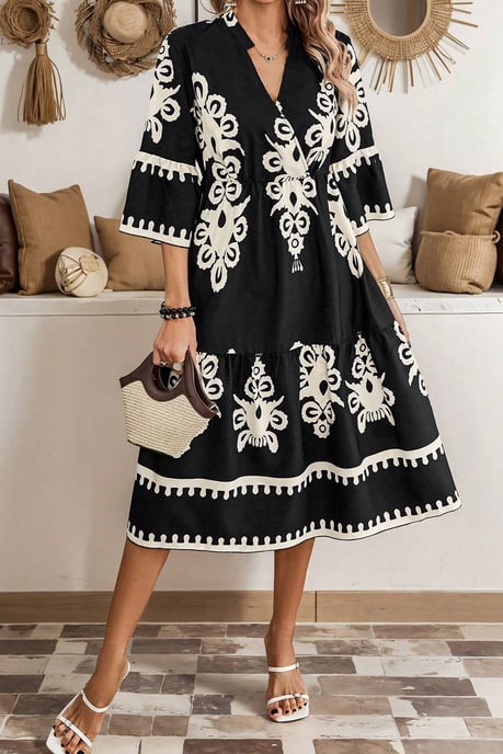 Blumendruck Stufen-Midi-Kleid - Image 4
