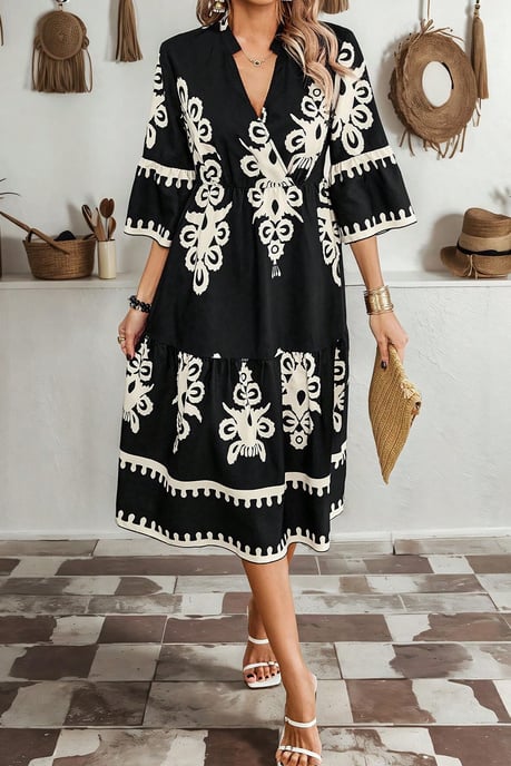 Blumendruck Stufen-Midi-Kleid - Image 5