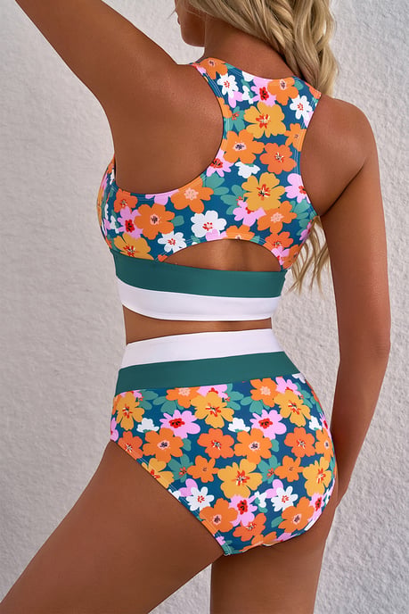 Blumen Hochbund Bikini Badeanzug - Image 2