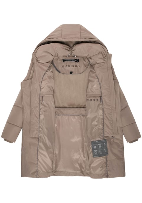 Marikoo Damen Steppmantel Virenaa mit Layer-Look & warmem Fleecefutter - Image 4