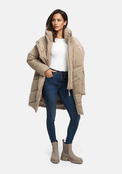 Marikoo Damen Steppmantel Virenaa mit Layer-Look & warmem Fleecefutter - Image 5