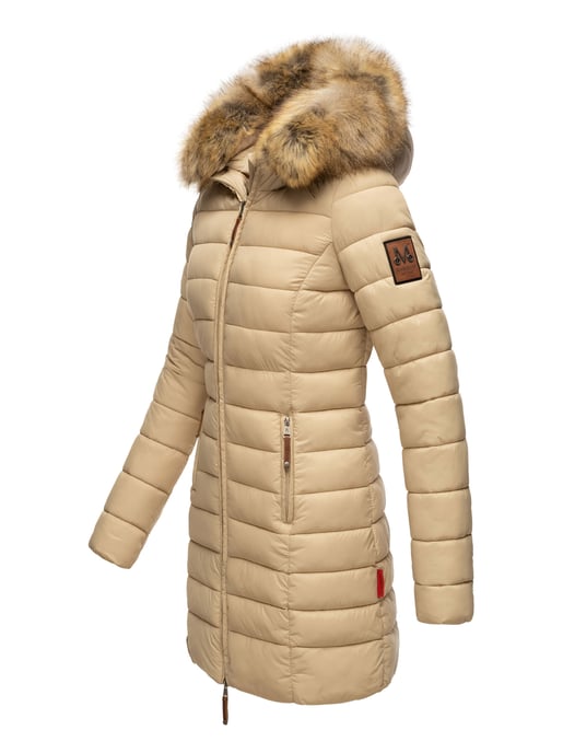 Marikoo Damenjacke Rose mit Steppdesign & abnehmbarem Kunstfellkragen - Image 3