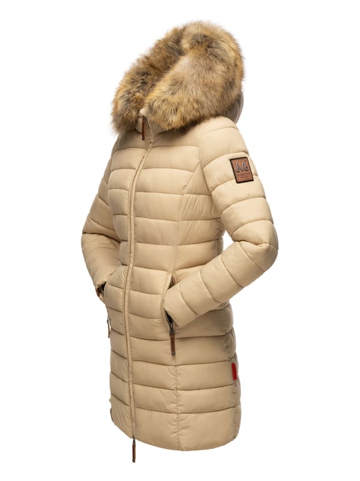 Marikoo Damenjacke Rose mit Steppdesign & abnehmbarem Kunstfellkragen - Image 4