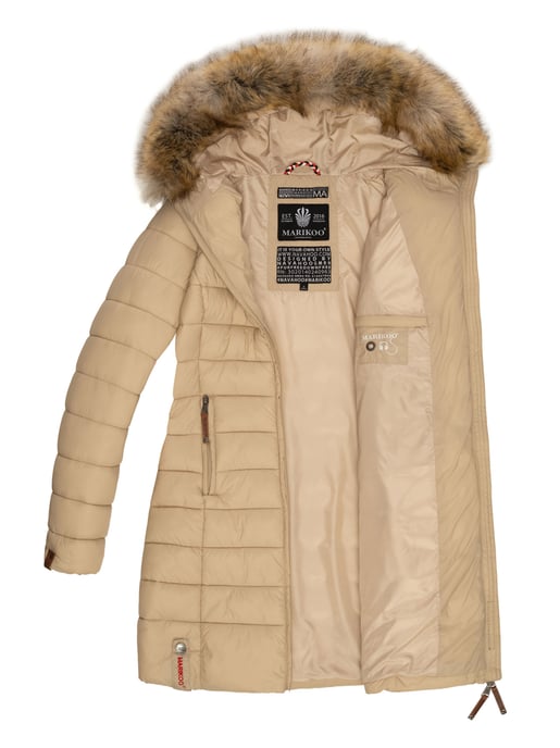 Marikoo Damenjacke Rose mit Steppdesign & abnehmbarem Kunstfellkragen - Image 6
